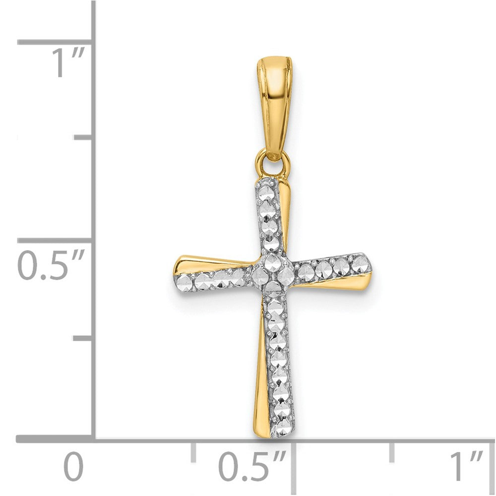 14k Yellow & Rhodium 12.82 mm D/C Cross Pendant (1.03 grams)