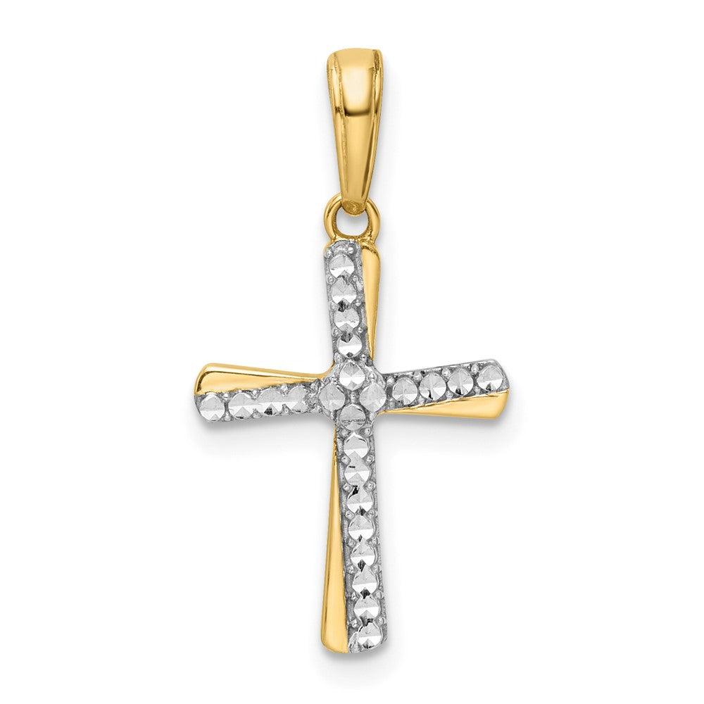 14k Yellow & Rhodium 12.82 mm D/C Cross Pendant (1.03 grams)