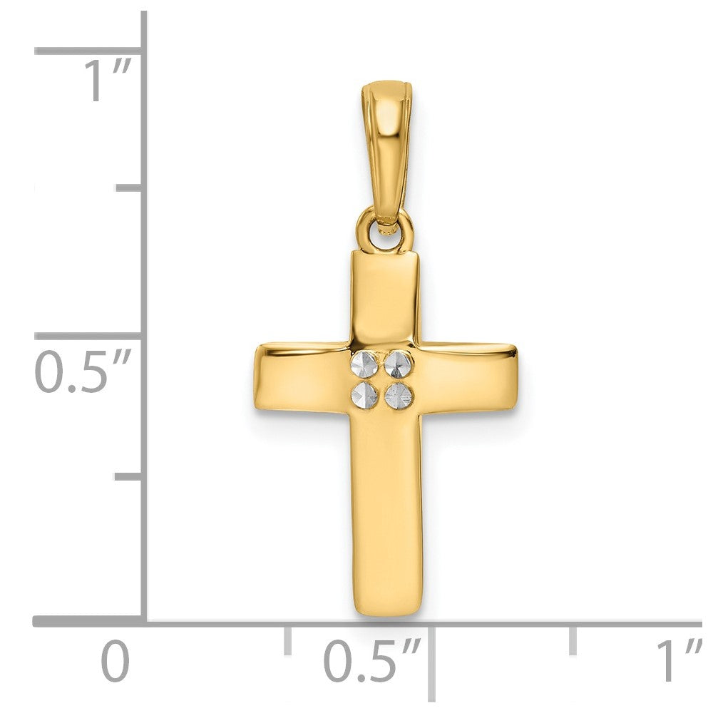 14k Yellow & Rhodium 12 mm D/C Cross Pendant (1.1 grams)