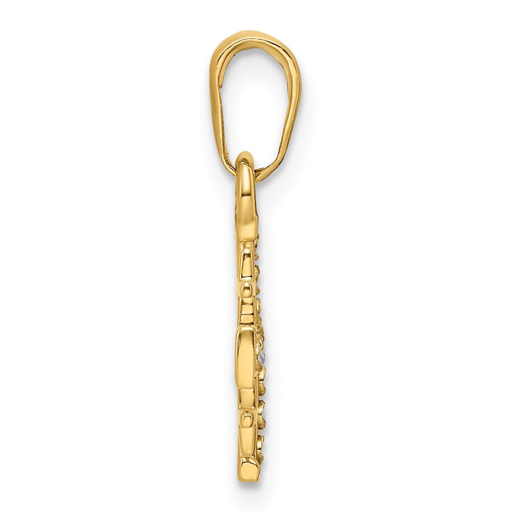 14k Yellow & Rhodium 12.29 mm D/C Jerusalem Cross Pendant (1.12 grams)