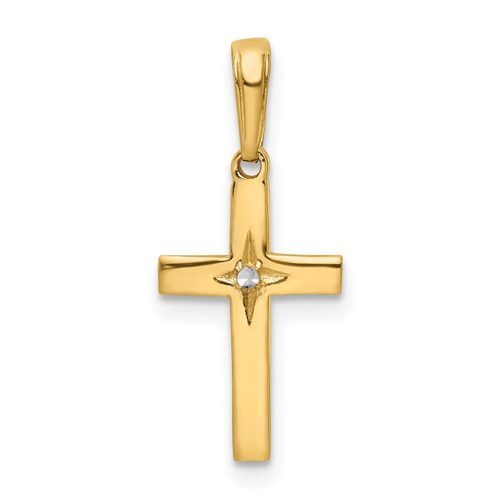 14k Yellow & Rhodium 9.73 mm D/C Cross Pendant (0.88 grams)