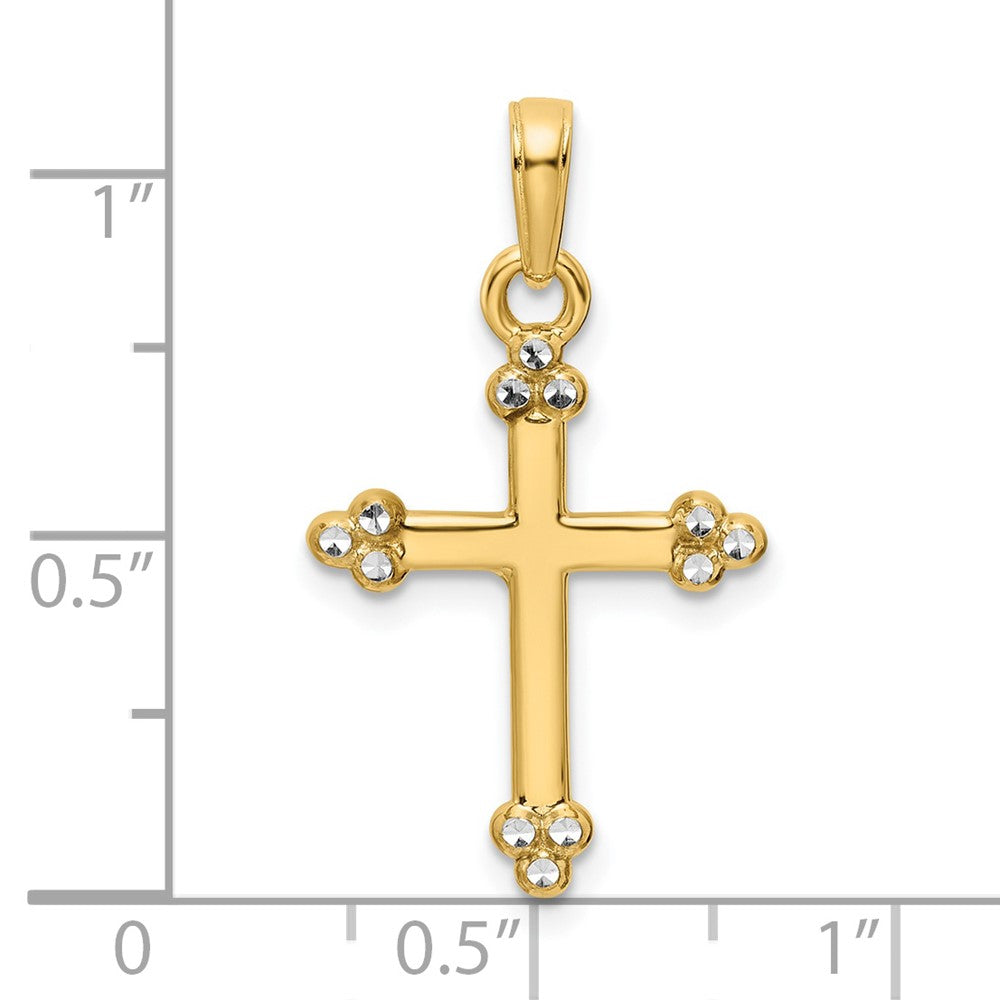 14k Yellow & Rhodium 16.16 mm D/C Cross Pendant (1.59 grams)