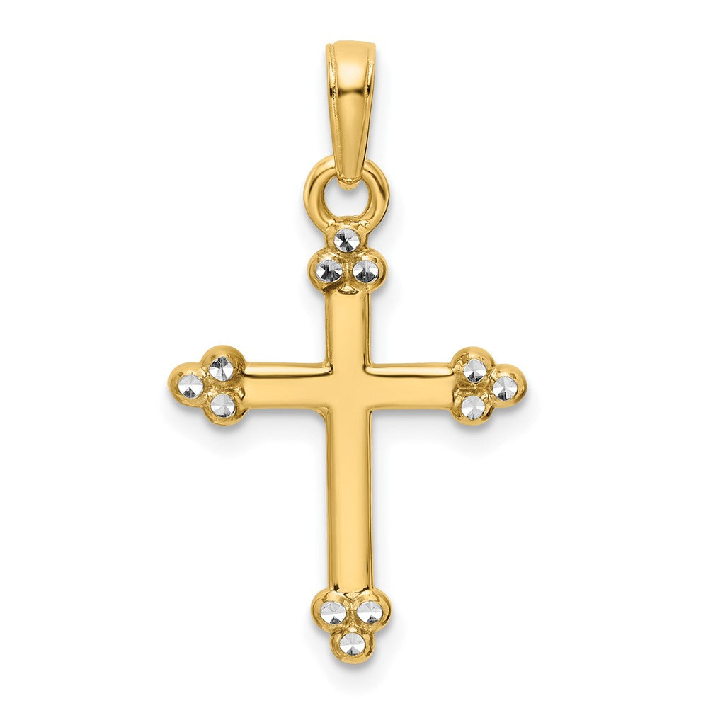 14k Yellow & Rhodium 16.16 mm D/C Cross Pendant (1.59 grams)
