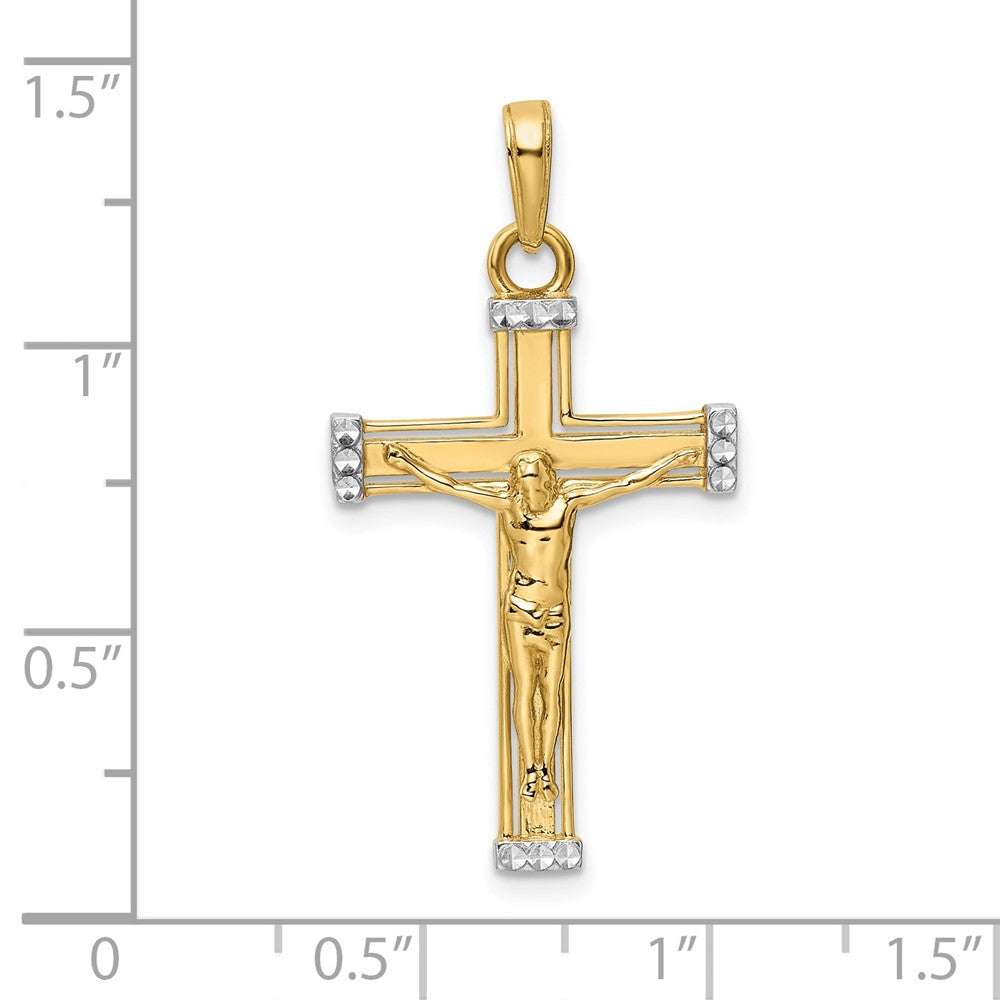 14k Yellow & Rhodium 18.26 mm D/C Crucifix Pendant (2.53 grams)
