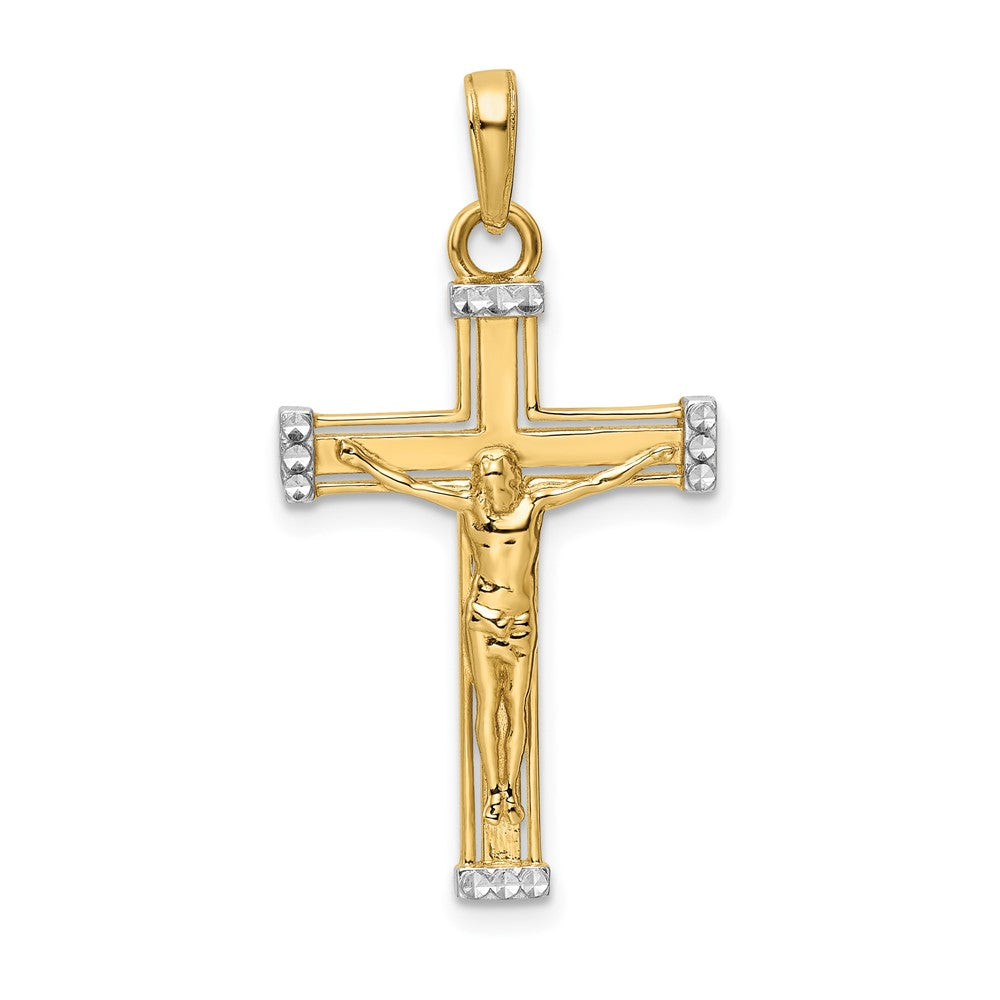 14k Yellow & Rhodium 18.26 mm D/C Crucifix Pendant (2.53 grams)