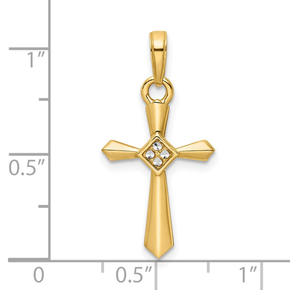 14k Yellow & Rhodium 13.71 mm D/C Cross Pendant (1.15 grams)