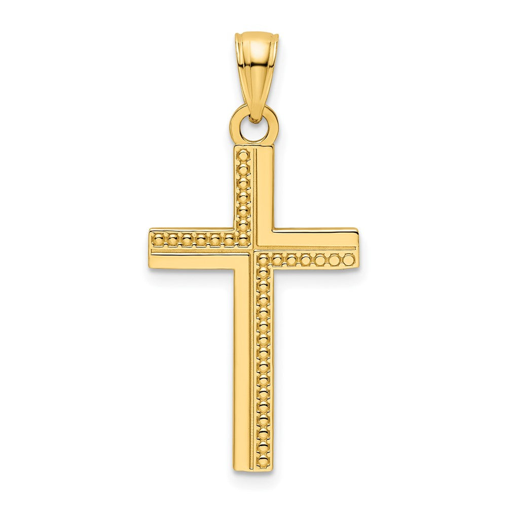 14k Yellow Gold 16.5 mm Polished Beaded Cross Pendant (1.68 grams)