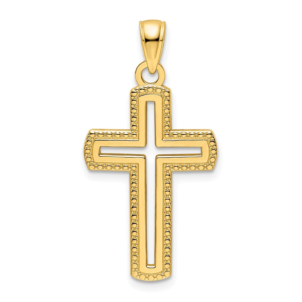 14k Yellow Gold 17 mm Polished Beaded Cross Pendant (2.26 grams)