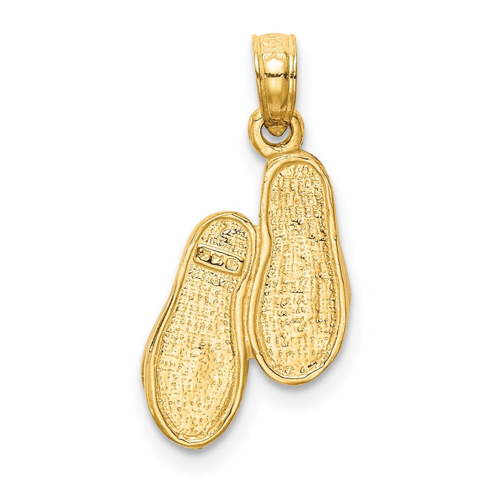 14k Yellow & Rhodium 10 mm Solid Polished Sandals Pendant (1.38 grams)