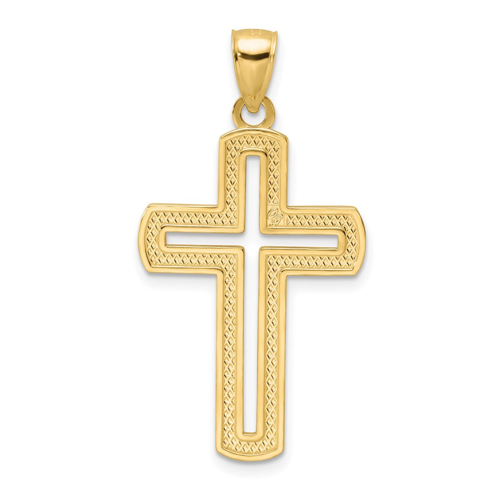 14k Yellow Gold 21 mm Polished Beaded Cross Pendant (3.13 grams)