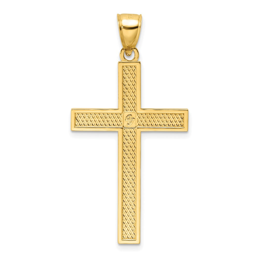 14k Yellow Gold 23.5 mm Polished Beaded Cross Pendant (3.76 grams)