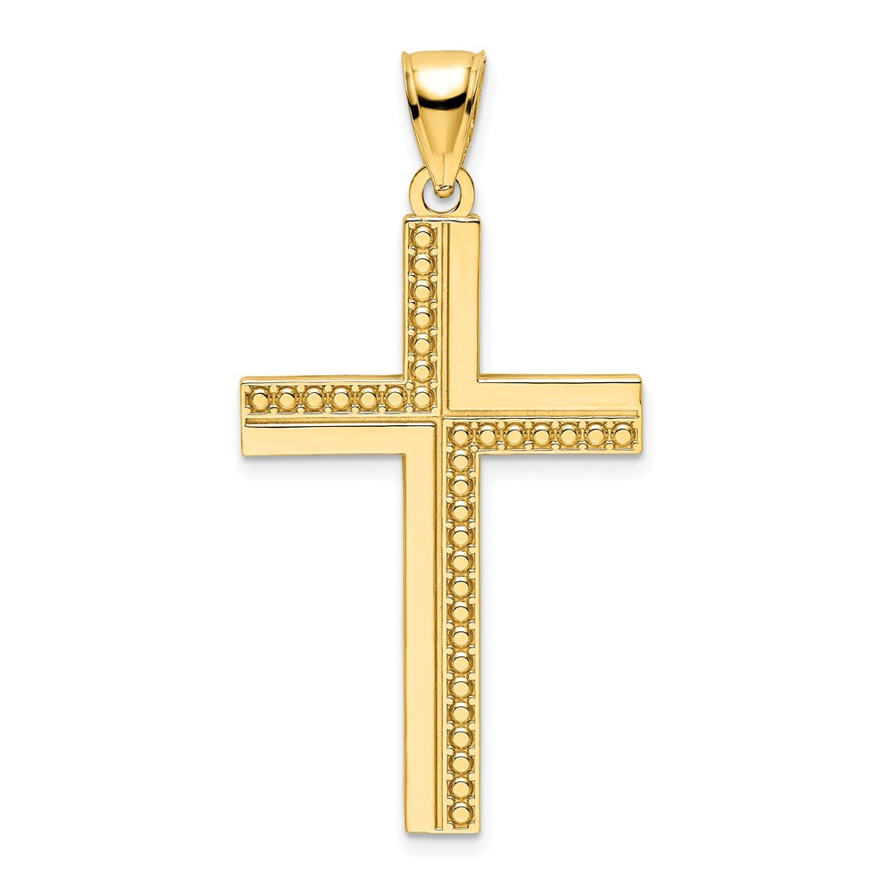 14k Yellow Gold 23.5 mm Polished Beaded Cross Pendant (3.76 grams)