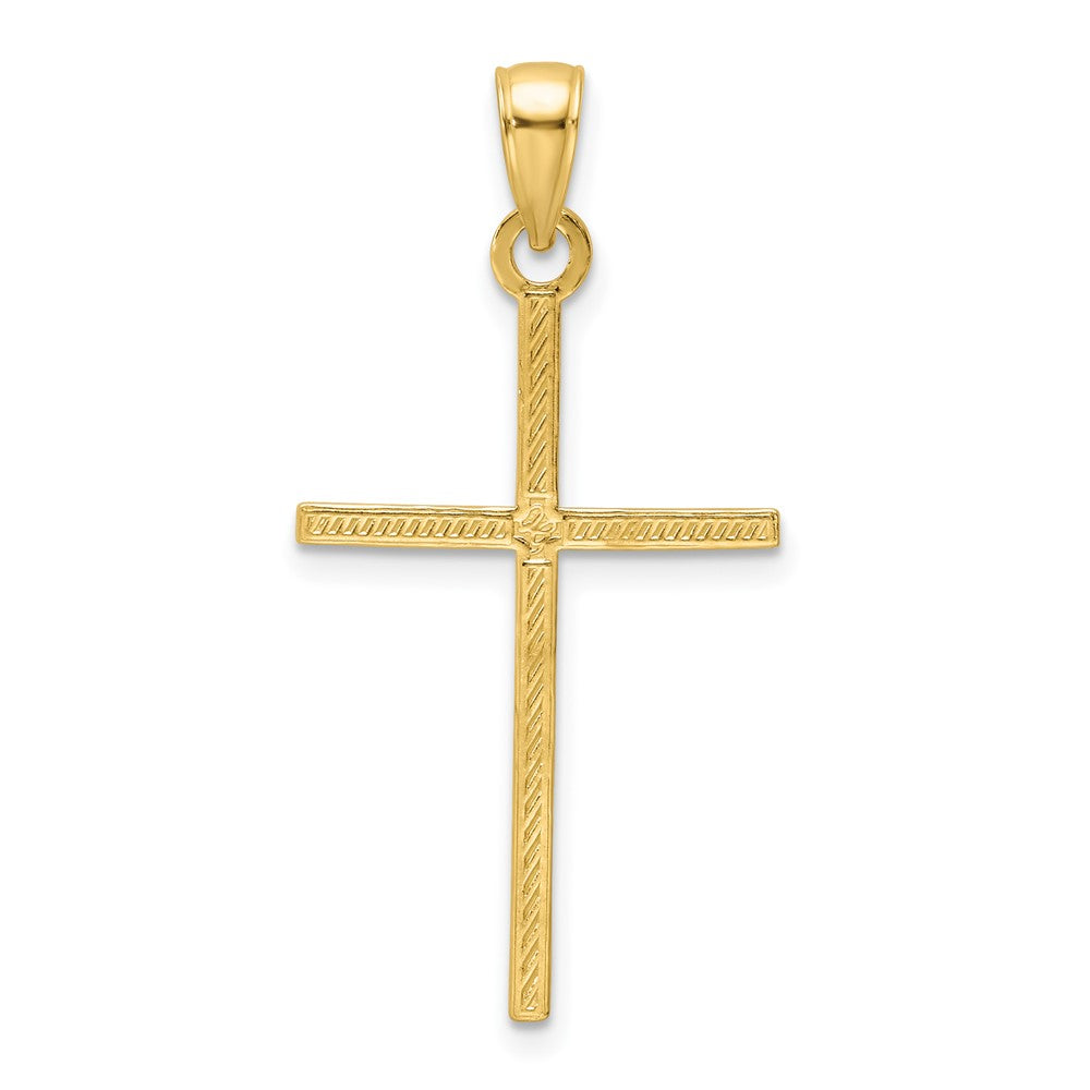 14k Yellow Gold 18.5 mm Polished Beaded Cross Pendant (1.39 grams)
