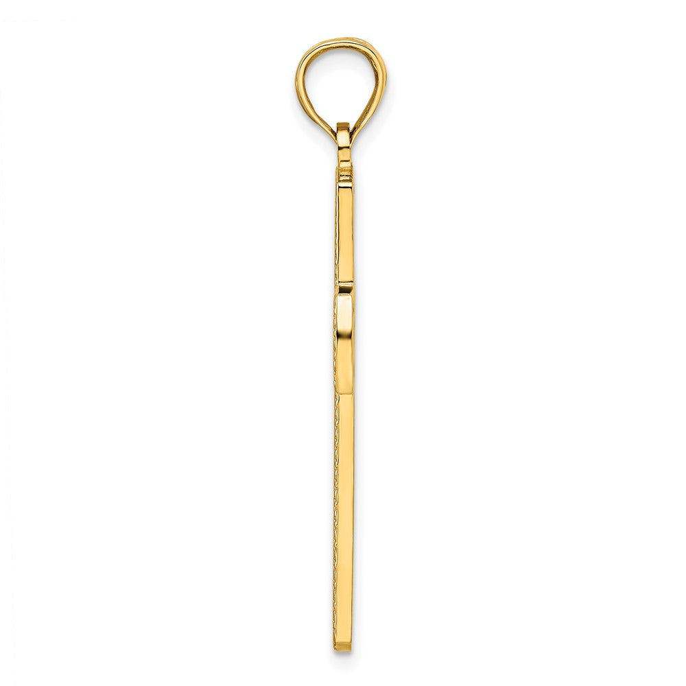 14k Yellow Gold 23.86 mm Beaded & Polished Cross Pendant (4.65 grams)