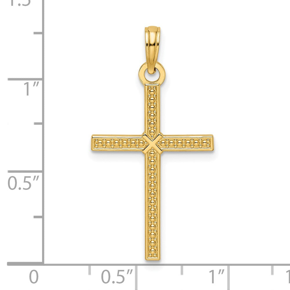 14k Yellow Gold 17.21 mm Beaded & Polished Fancy Cross Pendant (1.47 grams)