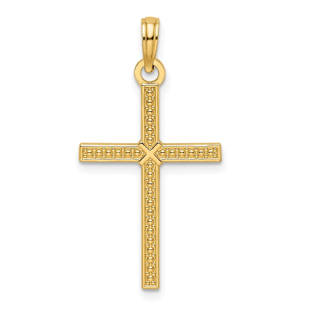 14k Yellow Gold 17.21 mm Beaded & Polished Fancy Cross Pendant (1.47 grams)