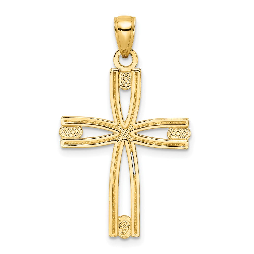 14k Yellow Gold 20.25 mm Beaded & Polished Cross Pendant (2.2 grams)