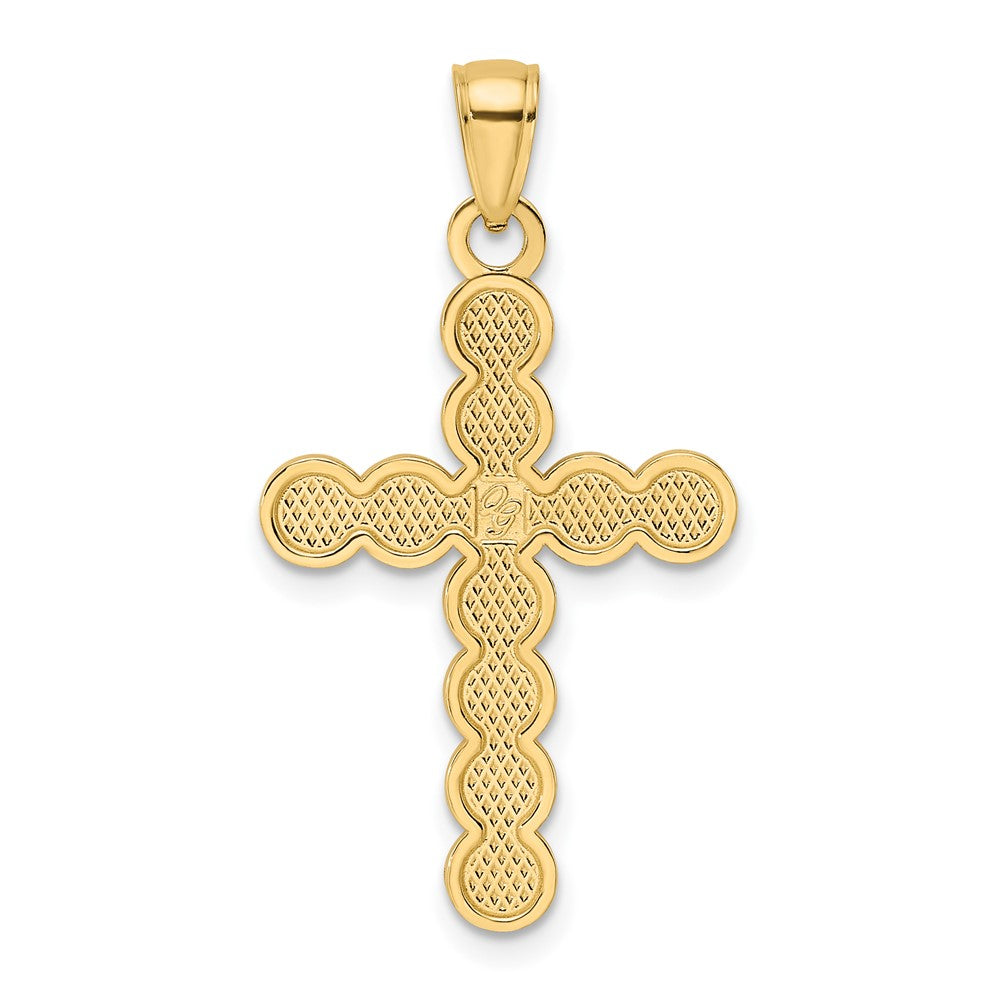 14k Yellow Gold 18 mm Polished & Beaded Circles Cross Pendant (2.07 grams)