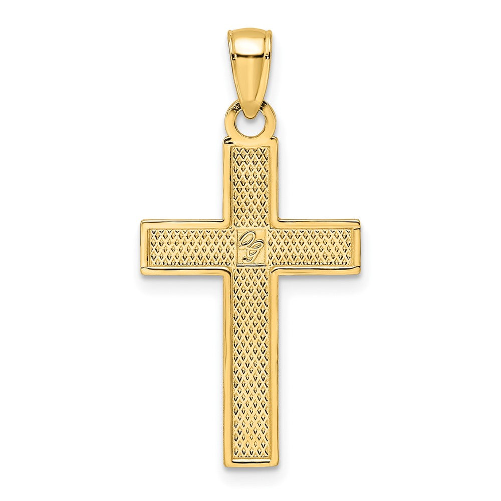 14k Yellow Gold 16 mm Polished & Textured Cross Pendant (2.04 grams)