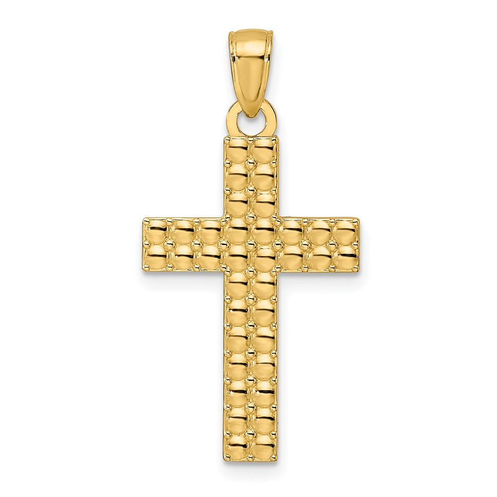 14k Yellow Gold 16 mm Polished & Textured Cross Pendant (2.04 grams)