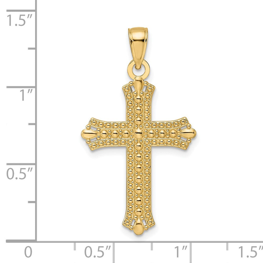 14k Yellow Gold 19 mm Polished & Textured Pointed Ends Fancy Cross Pendant (2.12 grams)