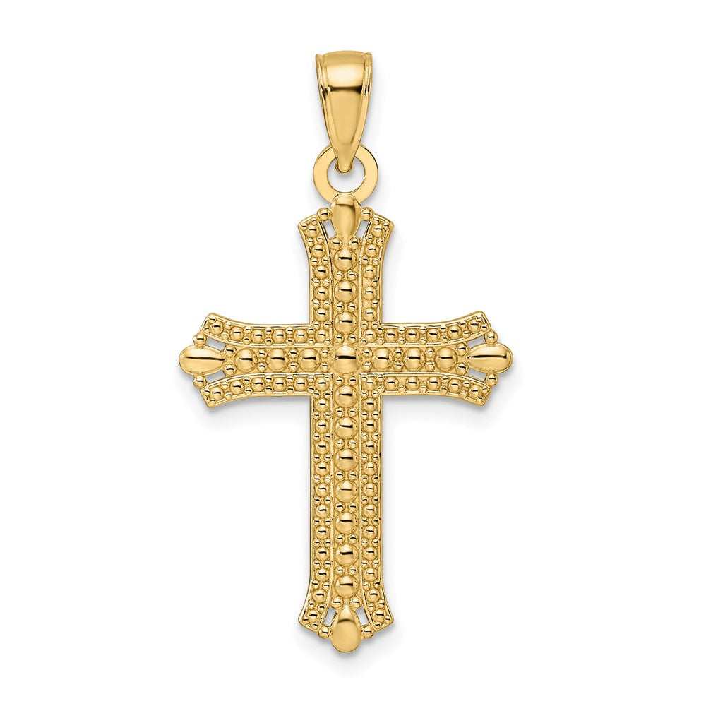 14k Yellow Gold 19 mm Polished & Textured Pointed Ends Fancy Cross Pendant (2.12 grams)