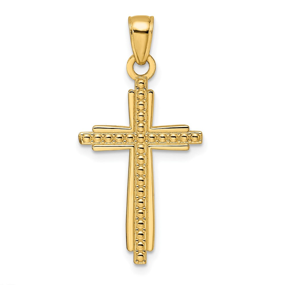 14k Yellow Gold 16 mm Polished & Textured Fancy Cross Pendant (1.63 grams)