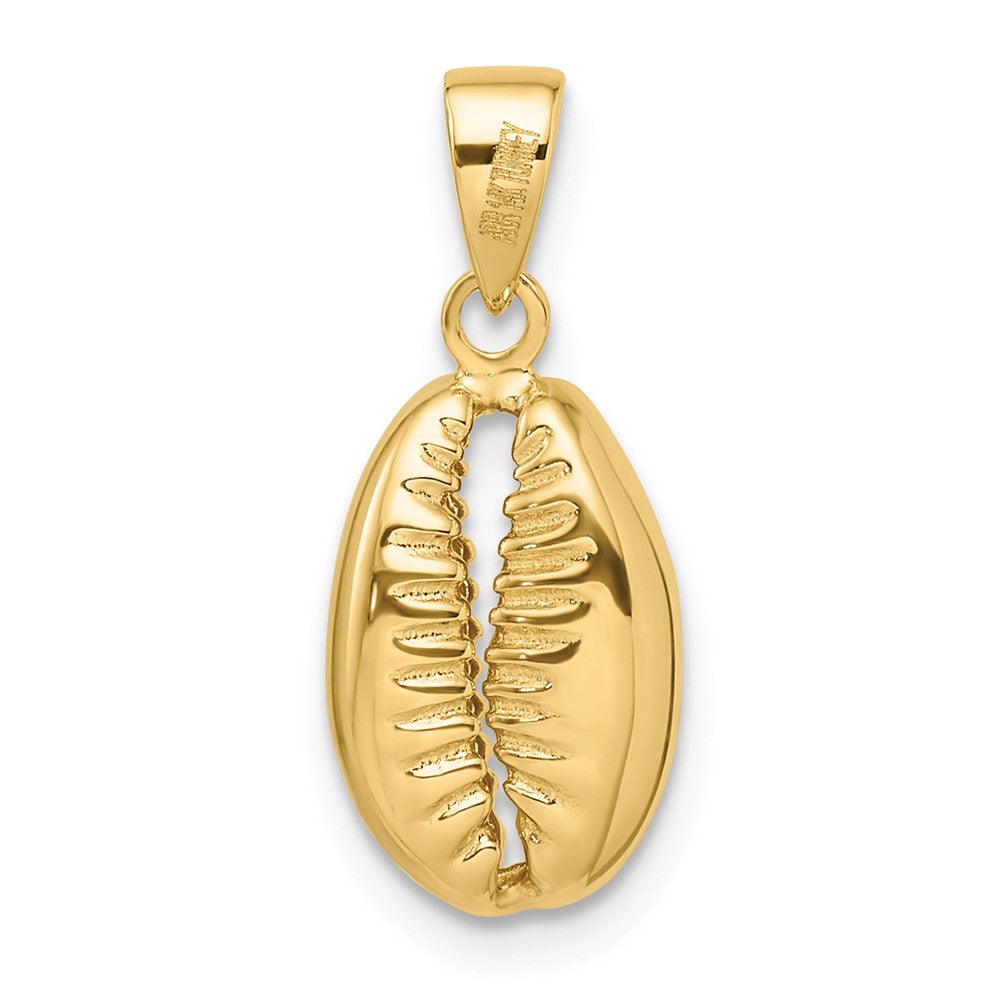 14k Yellow Gold 9 mm Polished 3D Crowrie Shell Pendant (1.83 grams)