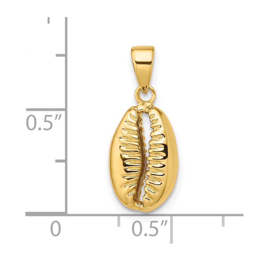 14k Yellow Gold 9 mm Polished 3D Crowrie Shell Pendant (1.83 grams)
