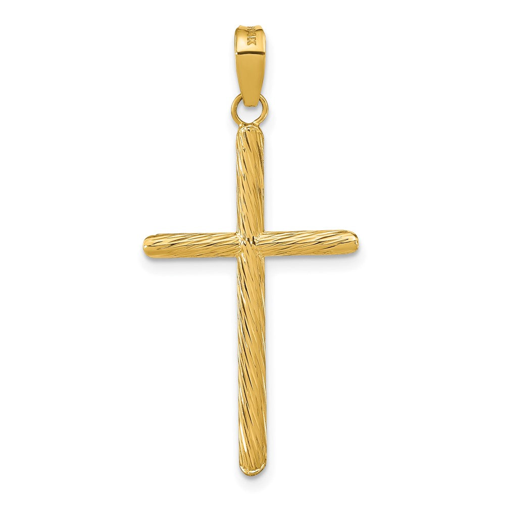 14k Yellow Gold 18.22 mm Polished & Textured Fancy Cross Pendant (0.96 grams)