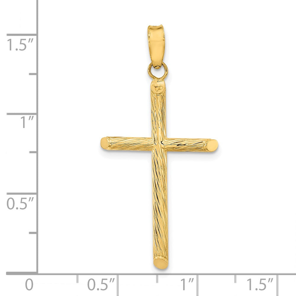 14k Yellow Gold 18.22 mm Polished & Textured Fancy Cross Pendant (0.96 grams)
