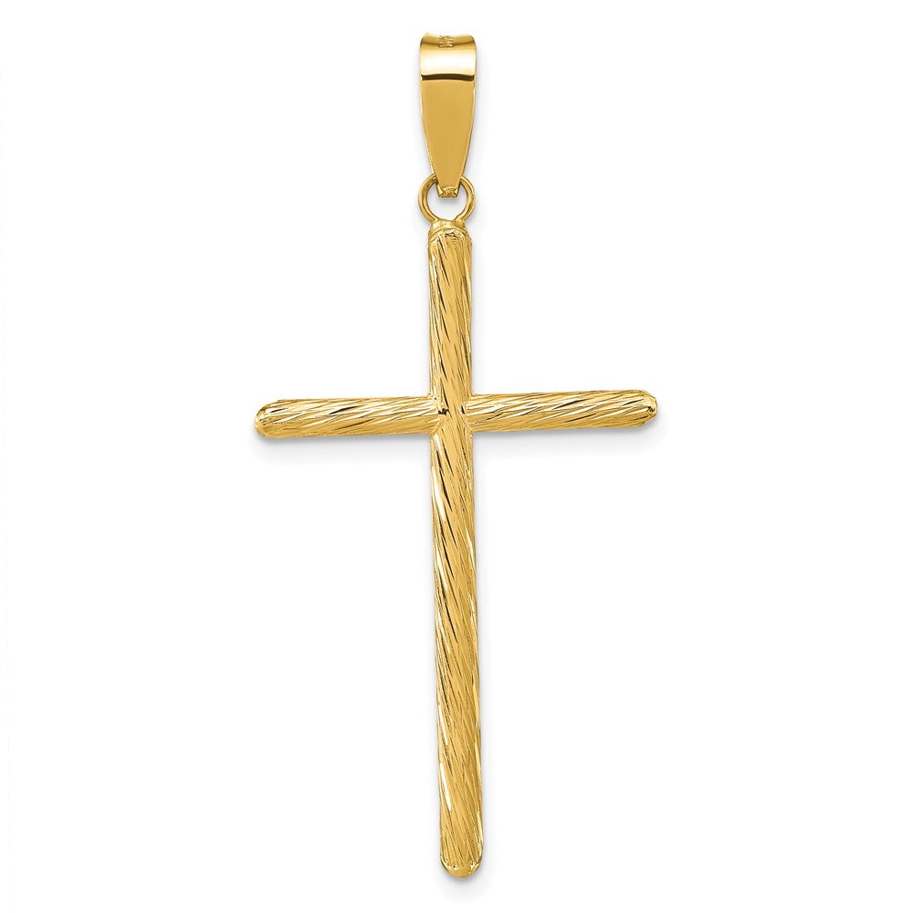 14k Yellow Gold 22 mm Polished & Textured Fancy Cross Pendant (1.43 grams)