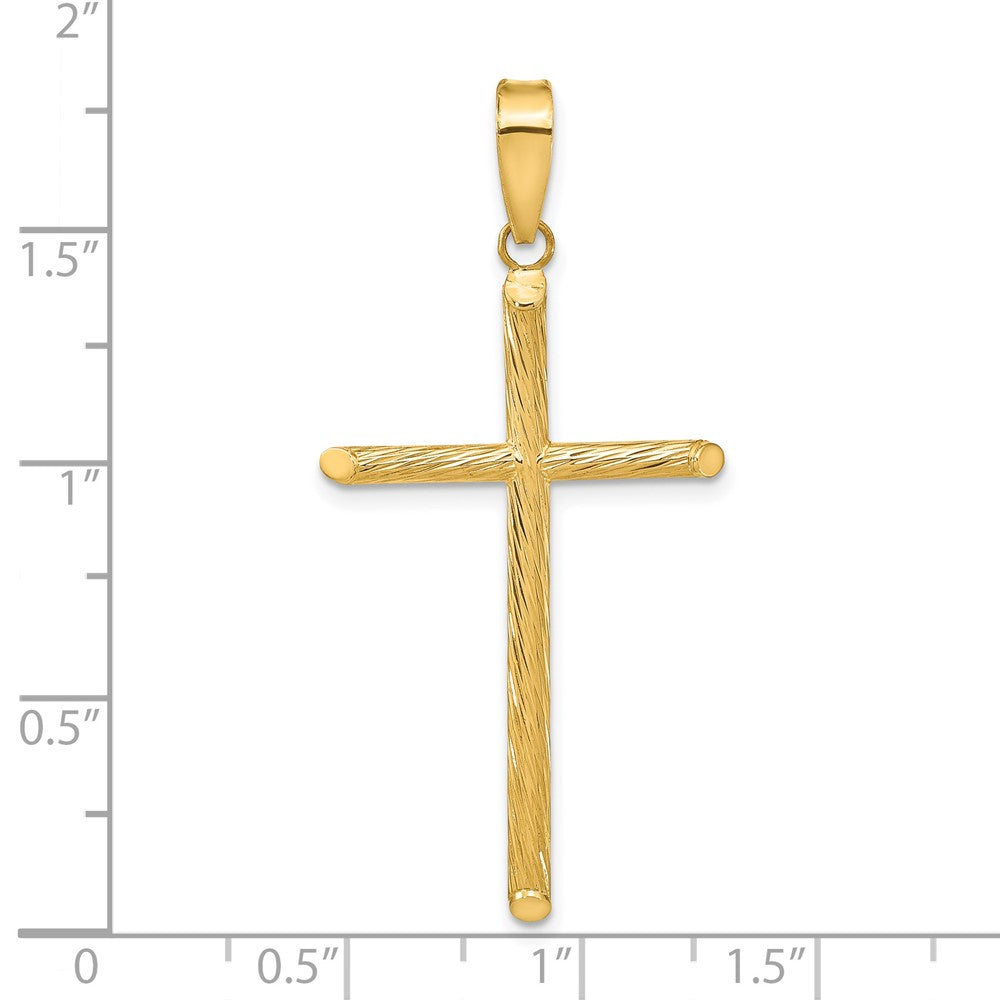 14k Yellow Gold 22 mm Polished & Textured Fancy Cross Pendant (1.43 grams)