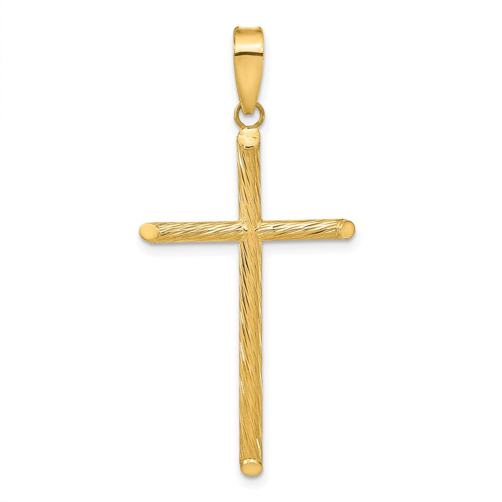 14k Yellow Gold 22 mm Polished & Textured Fancy Cross Pendant (1.43 grams)