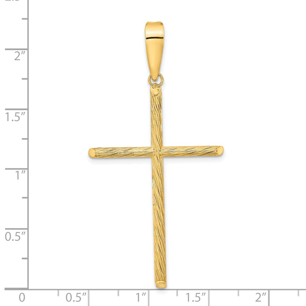14k Yellow Gold 27.7 mm Polished & Textured Fancy Cross Pendant (1.43 grams)