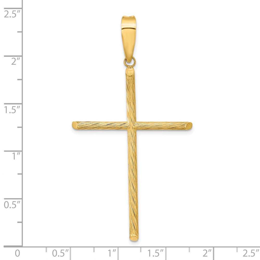 14k Yellow Gold 31.22 mm Polished & Textured Fancy Cross Pendant (1.59 grams)