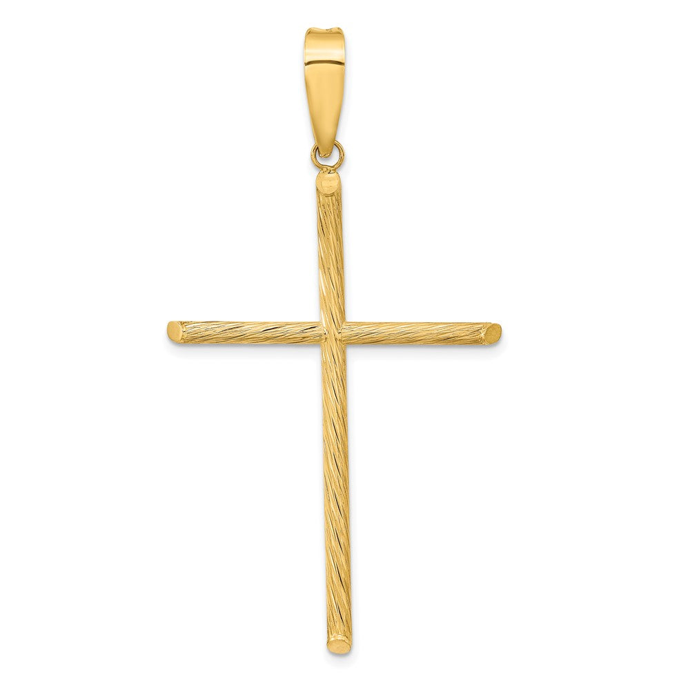 14k Yellow Gold 31.22 mm Polished & Textured Fancy Cross Pendant (1.59 grams)