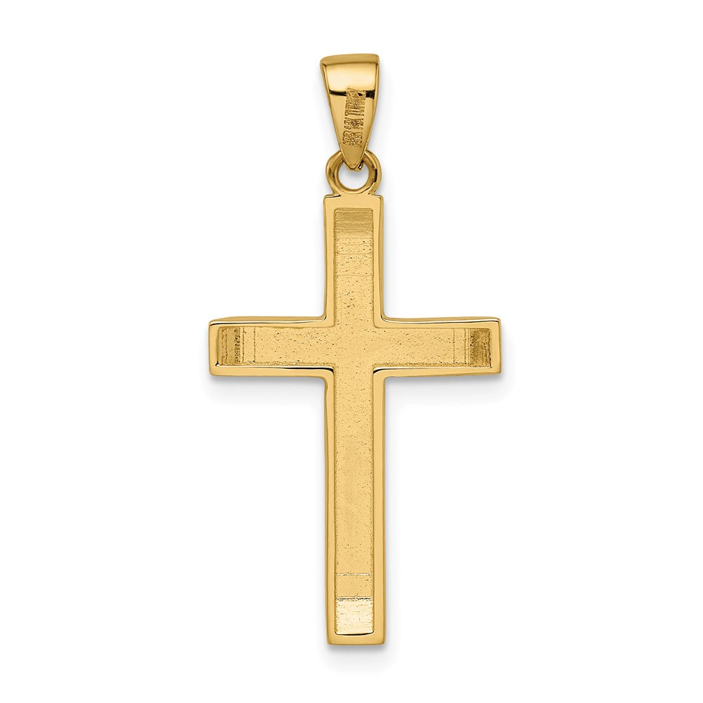 14k Yellow Gold 14.6 mm Satin/Polished Beveled Medium Latin Cross Pendant (1.58 grams)