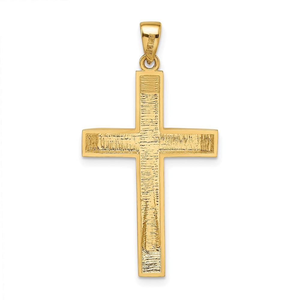 14k Yellow Gold 18.7 mm Satin/Polished Beveled Large Latin Cross Pendant (1.92 grams)