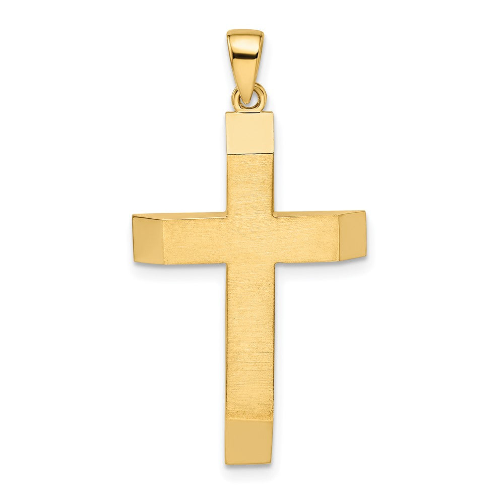 14k Yellow Gold 18.7 mm Satin/Polished Beveled Large Latin Cross Pendant (1.92 grams)
