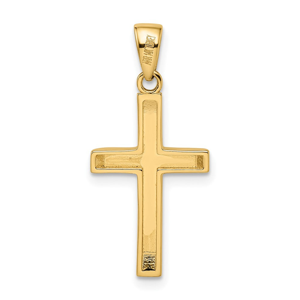 14k Two-tone 12.4 mm Beveled Medium Crucifix Pendant (1.39 grams)