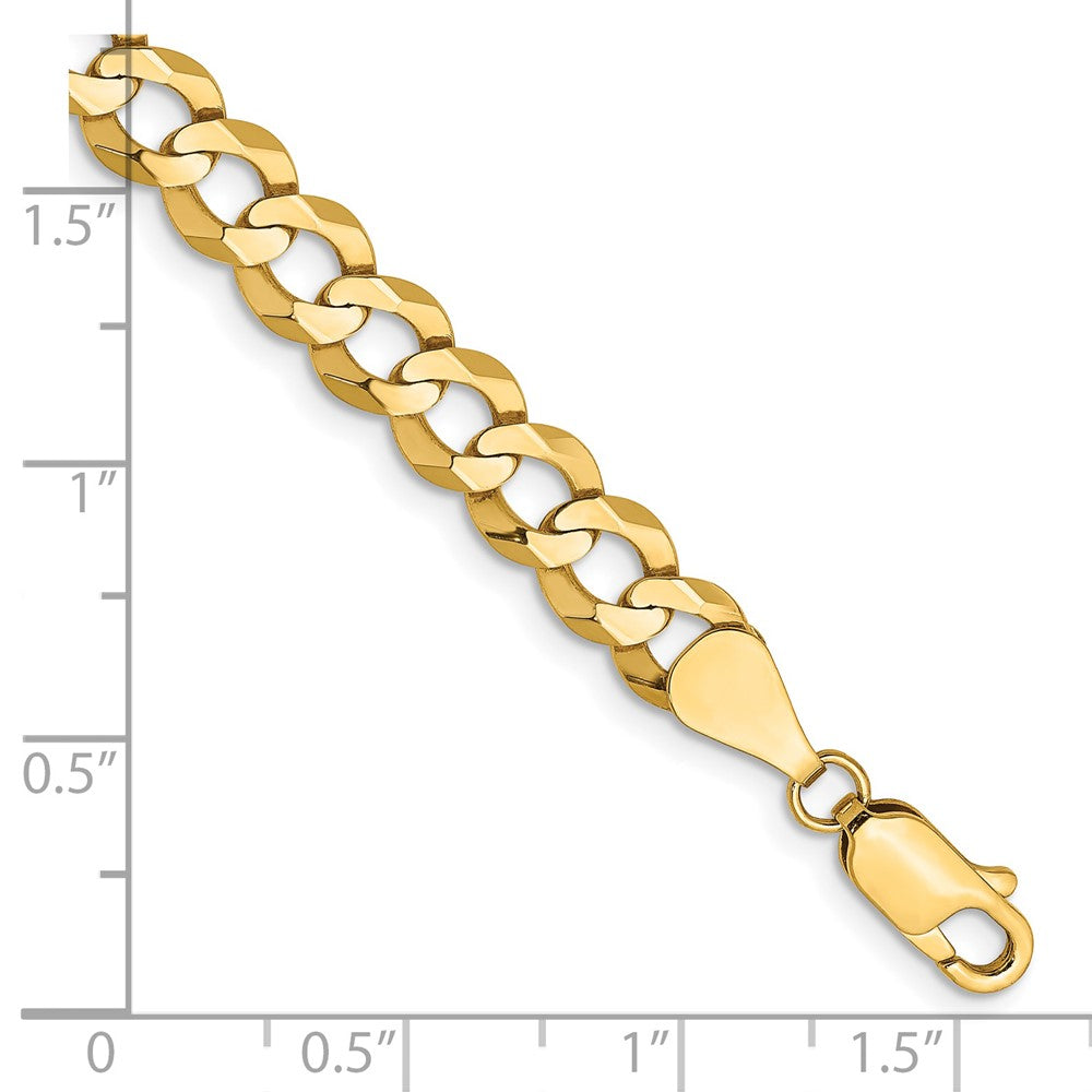 14k 7.2mm Lightweight Flat Cuban Chain Bracelet (8.43 grams)