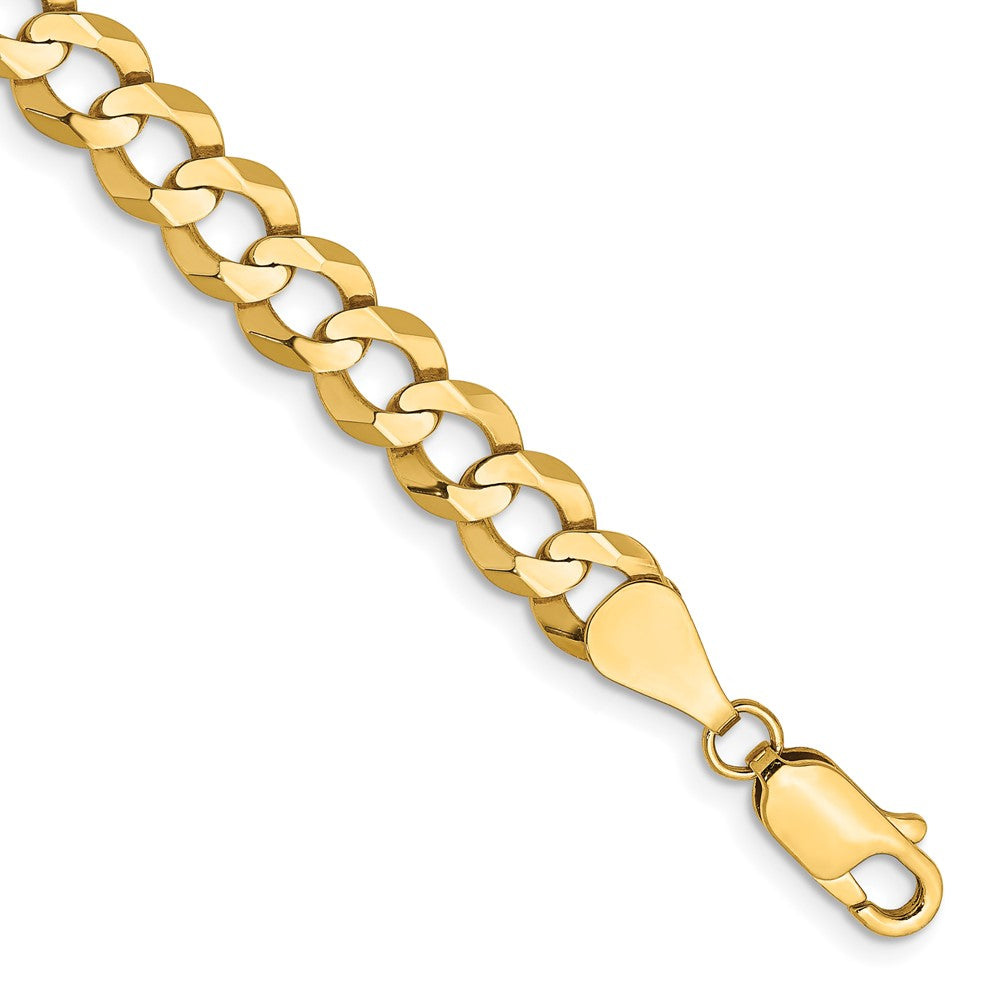 14k 7.2mm Lightweight Flat Cuban Chain Bracelet (8.43 grams)