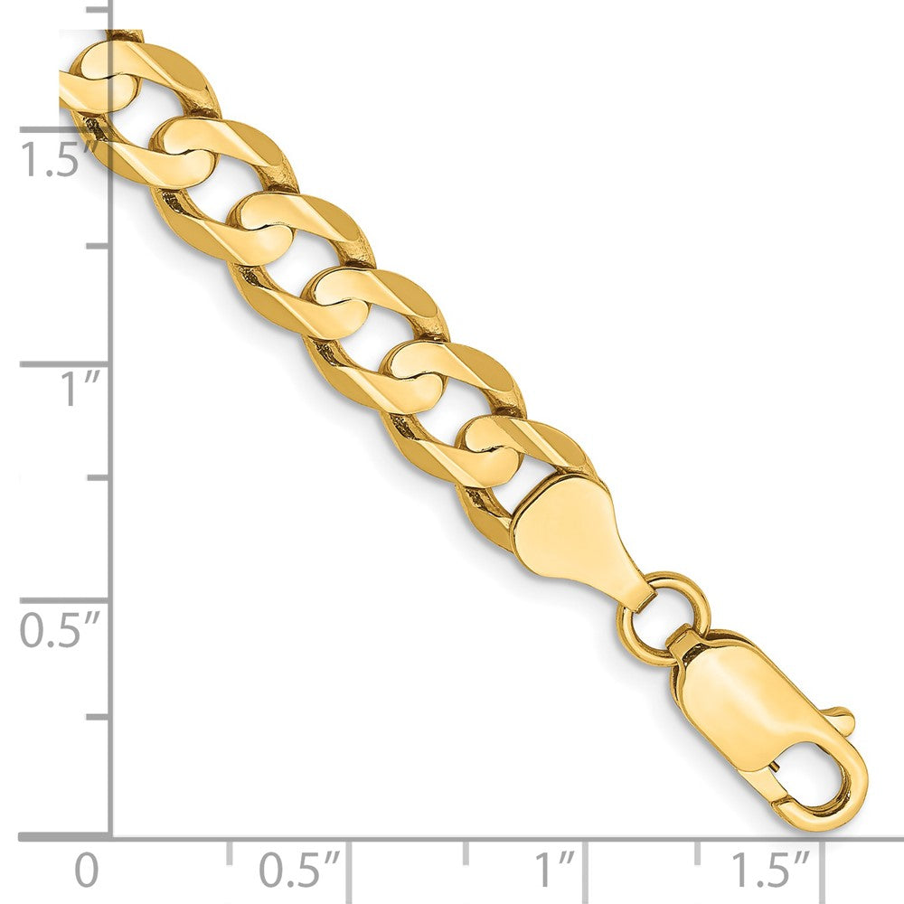14k 6.75mm Open Concave Curb Chain Bracelet (9.31 grams)