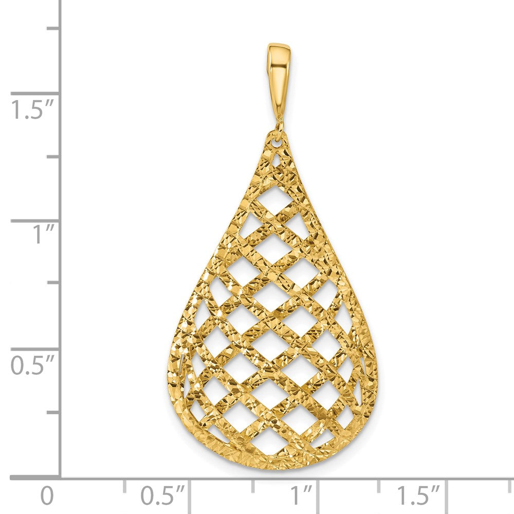 Leslie's 14K Polished and Diamond-cut Teardrop Pendant (2.3 grams)