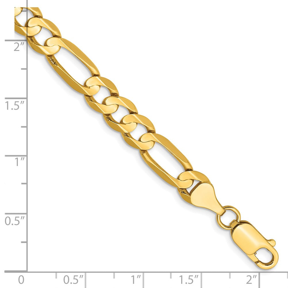 14k 6.75mm Concave Open Figaro Chain Bracelet (9.76 grams)