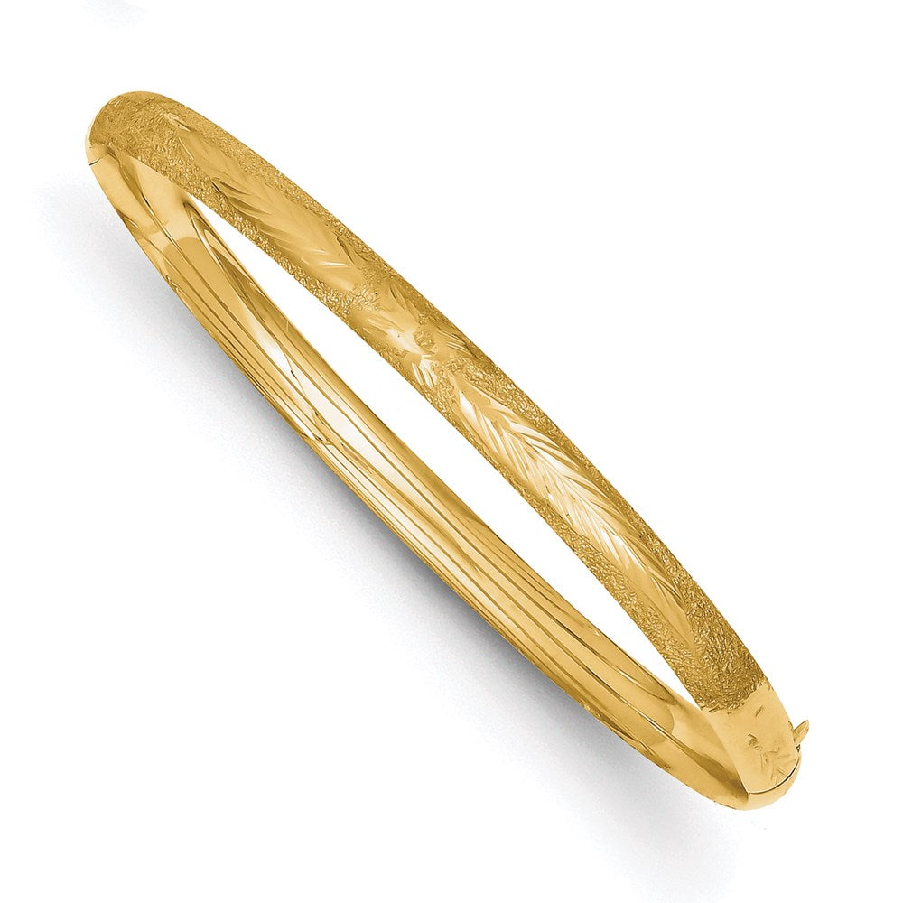 14k Yellow Gold 5 mm 3/16 Laser Cut Hinged Bangle Bracelet (4.46 grams)