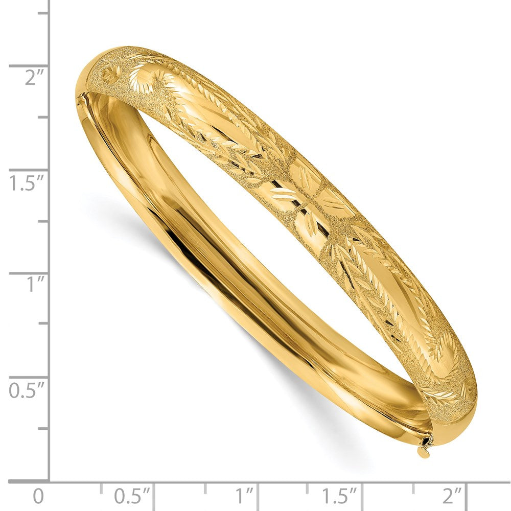14k Yellow Gold 8 mm 5/16 Laser Cut Hinged Bangle Bracelet (8.4 grams)