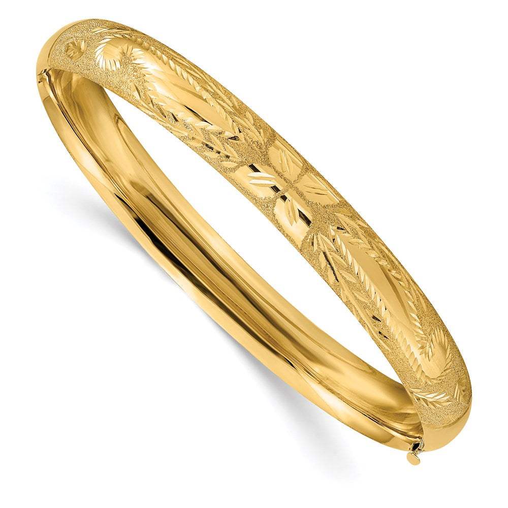 14k Yellow Gold 8 mm 5/16 Laser Cut Hinged Bangle Bracelet (8.4 grams)