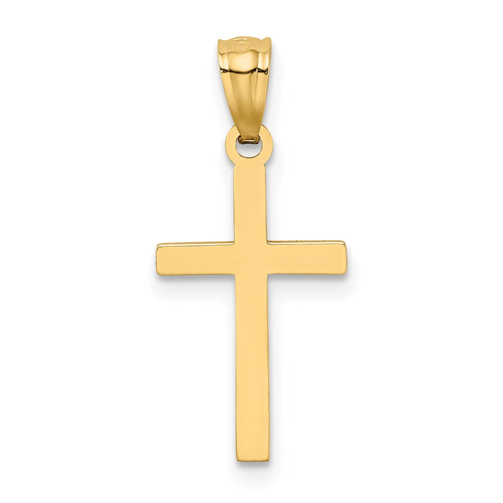 14k Yellow Gold 11 mm Satin Diamond-Cut Cross Pendant (0.36 grams)